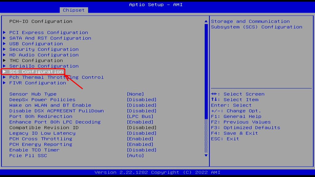 BIOS SCS Configuration