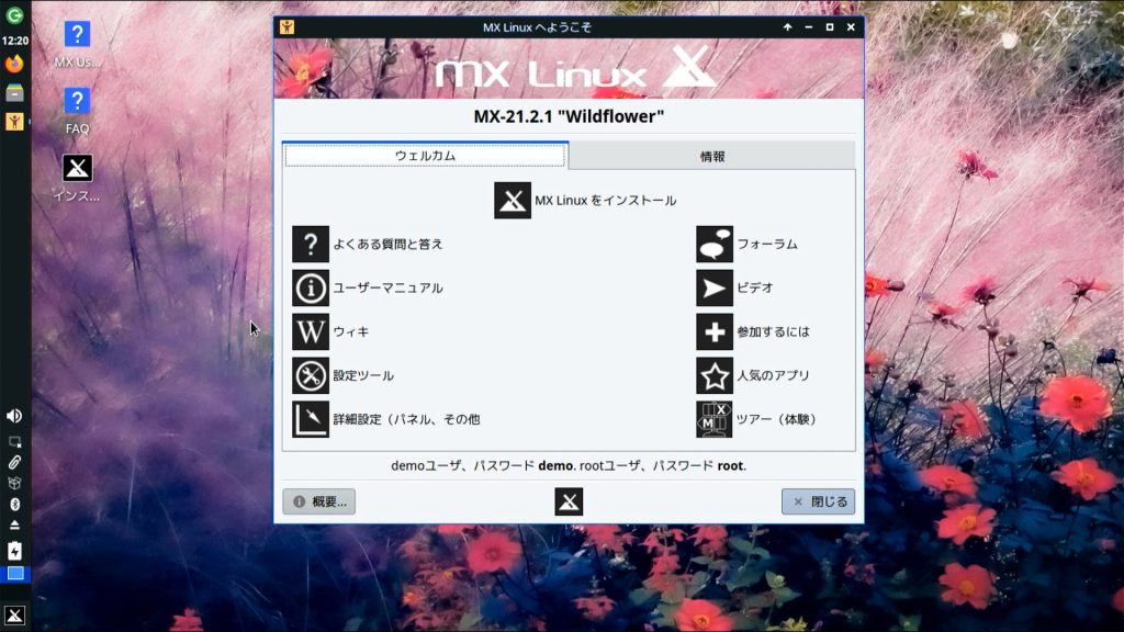 MX-Linux起動直後