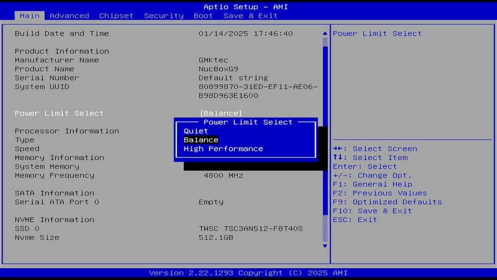 NucBox G4 Power Limit Select