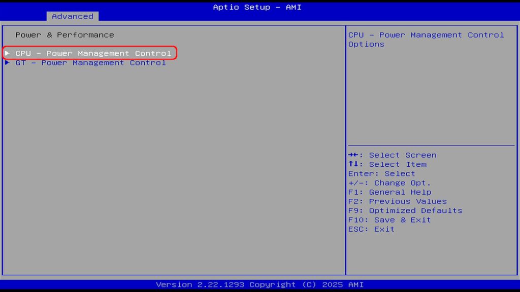 BIOS CPU - Power Management Control